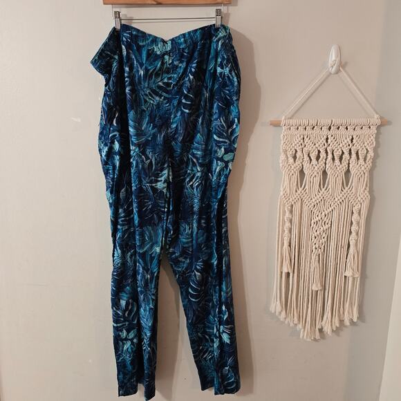 NWT Tommy Bahama 100% Cotton Poplin Blue Monstera Palm Pajama Pants Size 3XLB 3X - Picture 5 of 8